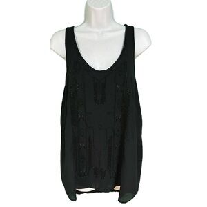 Mossimo Black Beaded Scoopneck Tank Womens Size XL